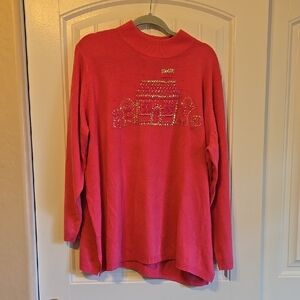 Vintage Charming Pink Embellished Holiday Sweater